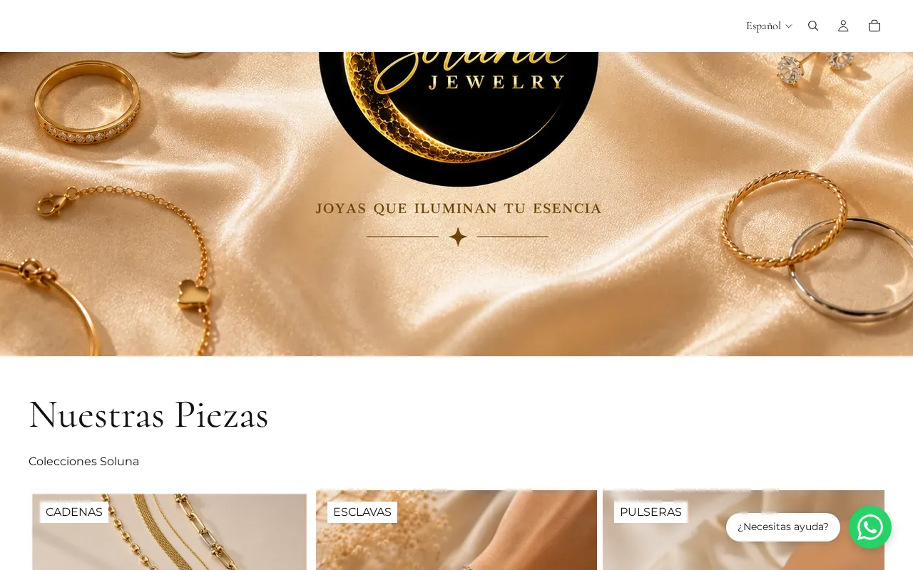 Jewelry Soluna - página web diseñada por Olarte Digital Hub