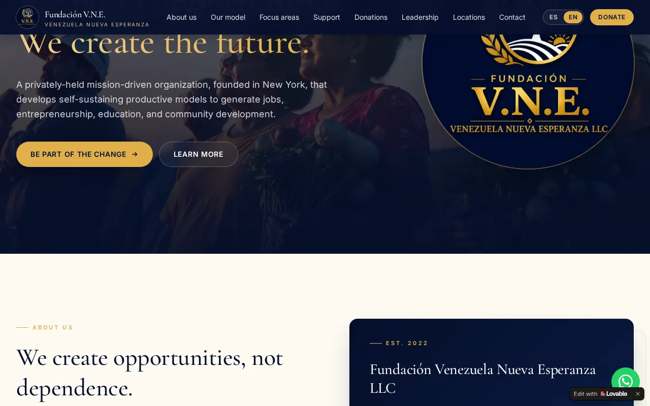 VNE - página web diseñada por Olarte Digital Hub